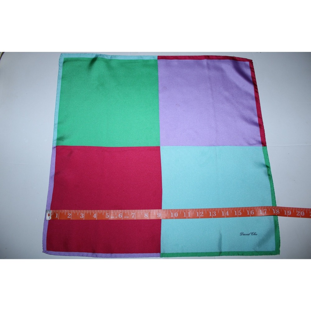 David Chu Men's Square Multicolor Silk‎ Pocket Square